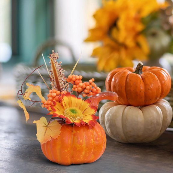 sruoe Halloween Ornaments, Halloween Tabletop Decorations Foam Pumpkin Scene Props Pumpkin Decoration, Portable Decoration Ornaments for Party Home