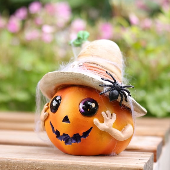sruoe Halloween Ornaments, Hat Pumpkin Resin Holiday Ambiance Decorative Ornament Resin Ghost Festival Ambiance Setting, Halloween Decorations Prop Party Backyard Decor