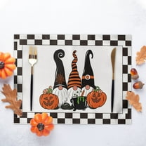 sruoe Halloween Placemats, Table Mats for Dining Table, Heat Proof Mat, Table Linens, Pumpkin Ghost Place Mats, Kitchen Mats, Reusable Portable Place Mats for Halloween Thanksgiving Party Decor