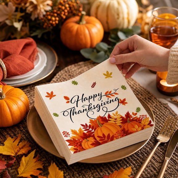 sruoe Halloween Thanksgiving Fall Paper Napkins, Disposable Maple Leaf Table Decor Prop, Halloween Cosplay Decor, Halloween Decor for Dinner Table Party Banquet