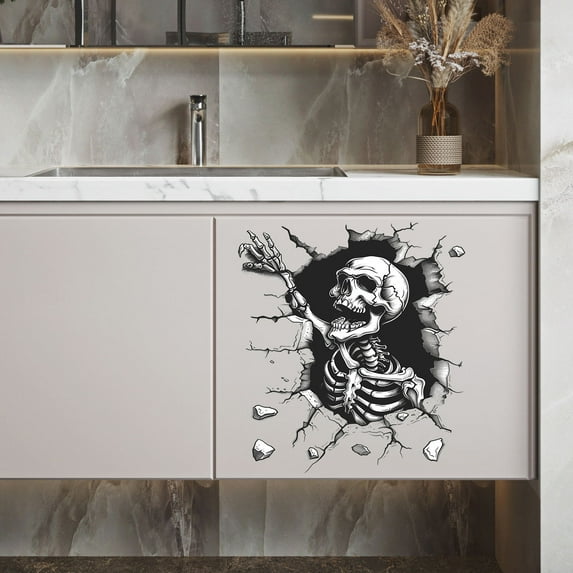 sruoe Halloween Wall Stickers, Halloween Indoor Decoration, Halloween Skull Wall Stickers Horror Art Wall Decals Removable, Decals Sticker for Halloween Party Decor