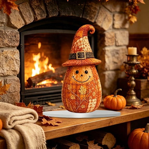 sruoe Halloween Witch Hat Gnome Ornament, 2D Acrylic Tabletop Figurine, Halloween Party Supplies, Halloween Decorations for Mantel Shelf Windowsill