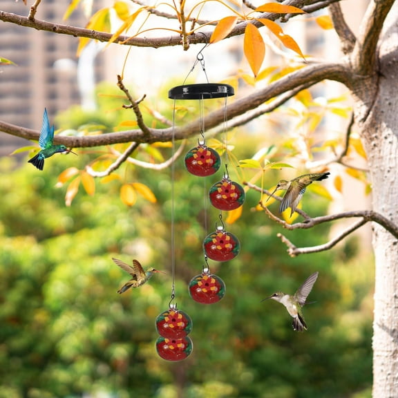 sruoe Hummingbird Feeder, Hummingbird Feeders for Outdoors Hanging, Window Hummingbird Feeder for Birds Patio Garden Family Decorative Viewing, Glass