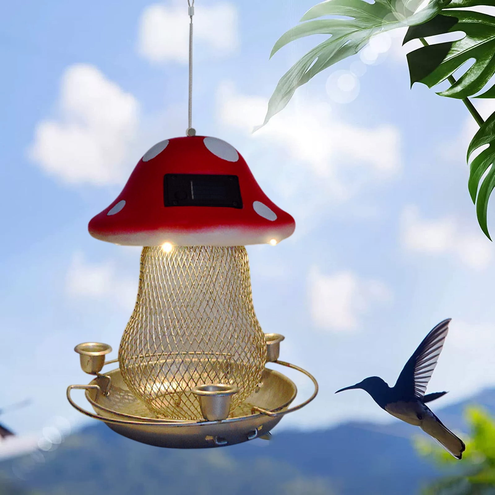 sruoe Hummingbird Feeder, Hummingbird Feeders for Outdoors Hanging, Window Hummingbird Feeder for Birds Patio Garden Family Decorative Viewing, Iron