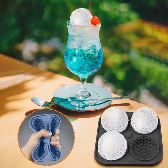 sruoe Ice Cube Molds, 4 Ice Blocks Mold Clearance, Ice Tray Silicone, Easy to Demolds Small Ice Lattice, Household Ice Making