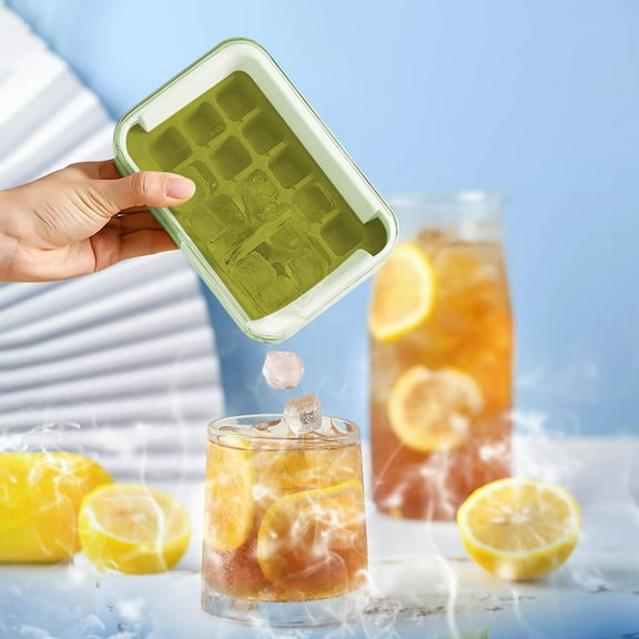sruoe Ice Cube Trays, 15 Ice Blocks Mold, Mini Ice Trays with Lid Easy Release, Portable Summer Homemade Ice Cube Mould Tray