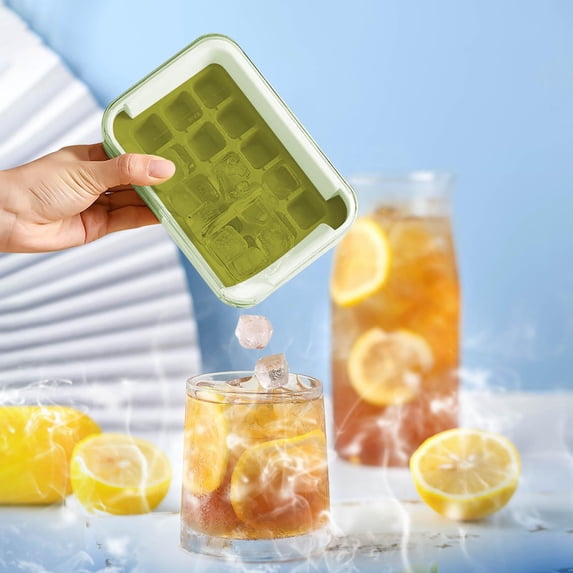 sruoe Ice Cube Trays, 15 Ice Blocks Mold, Mini Ice Trays with Lid Easy Release, Portable Summer Homemade Ice Cube Mould Tray