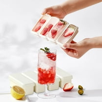 sruoe Ice Cube Trays, 4 Ice Blocks Mold, Mini Ice Trays with Lid Easy Release, Portable Summer Homemade Ice Cube Mould Tray