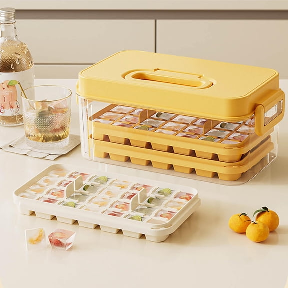 sruoe Ice Cube Trays, 56 Ice Blocks Mold, Mini Ice Trays with Lid Easy Release, Portable Summer Homemade Ice Cube Mould Tray