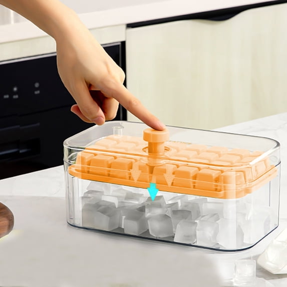 sruoe Ice Cube Trays, Ice Cube Trays for Freezer, Ice Cube Tray with Lid, 24 Pcs Ice Cube, Plastic, Square Ice Lattice, Household Ice Making