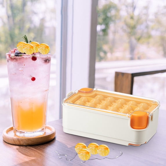 sruoe Ice Cube Trays, Ice Cube Trays for Freezer, Ice Cube Tray with Lid, 28 Pcs Ice Cube, Plastic, Square Ice Lattice, Household Ice Making
