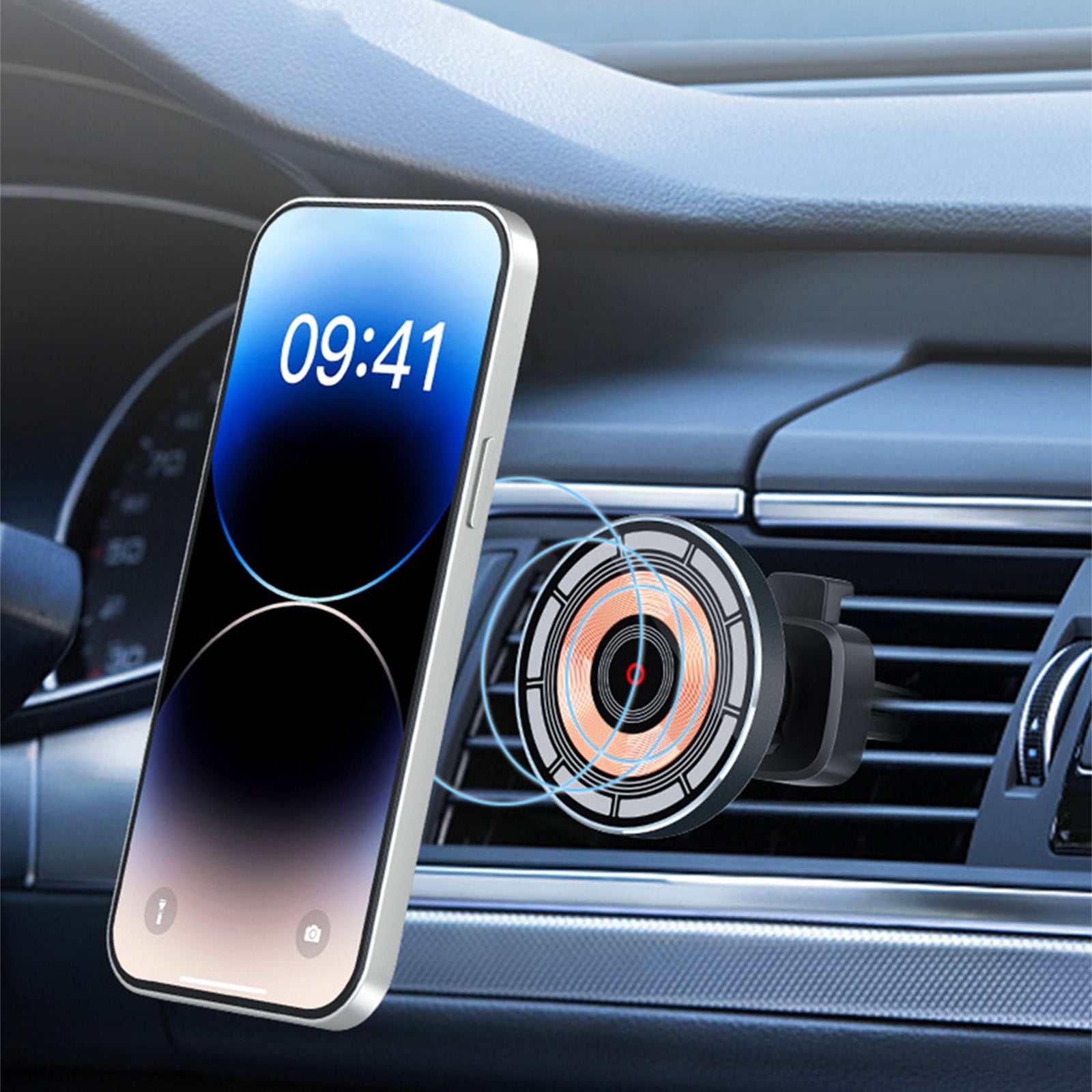 sruoe Magsafe Car Mount Charger 15W Fast Charging Auto Clamping Air Vent Phone Holder Mount Bracket Compatible for iPhone, Samsung, Google, LG
