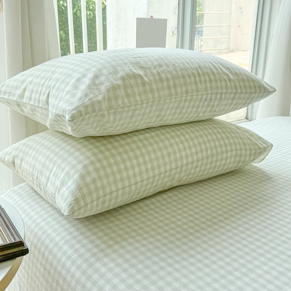 sruoe, Microfiber Pillowcases Set of 2 Pack, Checkered Pattern Pillowcase, Decorative Quilted Pillowcases, Double Brushed - Ultra Soft Pillow Covers Pillow Cases for Home Travel, 29x18.9in
