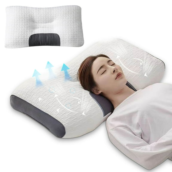 sruoe Neck Pillow, Neck Pillow for Neck Pains Clearance, Cervical Pillow for Sleeping, Side and Back Flat Sleeper, Standard Cervical Core Pillow for Adults, Household, Bedroom