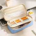 thumbnail image 1 of sruoe Pencil Case, Pen Bag Organizer, Pencil Case with Zippe, Pencil Pouch, Large Capacity Pencil Case, Stationery Storage Bag, Multi Compartment Pencil Case, Handheld Pen Bag, Canvas, 1 of 6