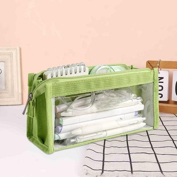 sruoe Pencil Case with Zipper, Stationery Pouch, Large Storage Capacity Bag Pouch, Portable Spacious Opening Pen Bag, Pen Bag for Office, Gift, Study SupplyCanvas