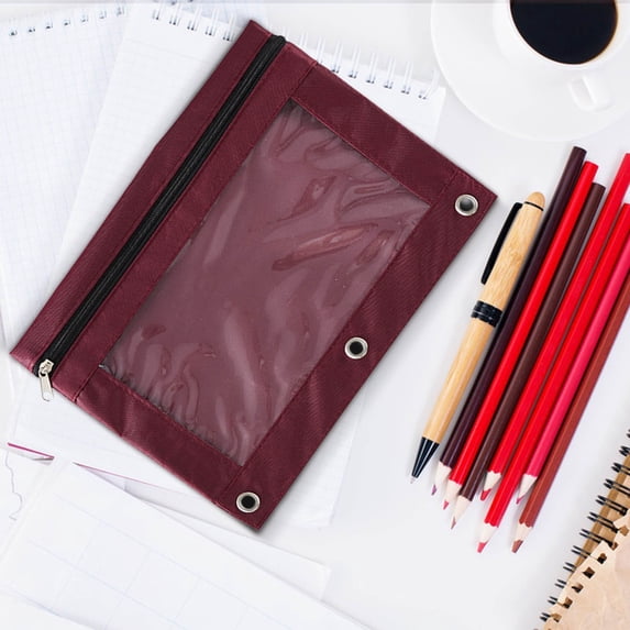 sruoe Pencil Pouch for Binder, Pen Bag Organizer, Pencil Bag, 3 Ring Pencil Pouches, Document Storage Bag, Transparent Zipper Pouch, Portable Pencil Case, Pen Bag for Office, Study Supply