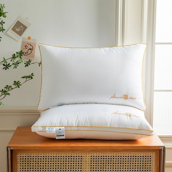 sruoe Pillows for Bed Clearance, Queen Size Pillows, Extra Firm Soft Comfort Standard Pillows, High Elasticity Side and Back Sleeper Pillow Core for Hotel, Home, Polyester