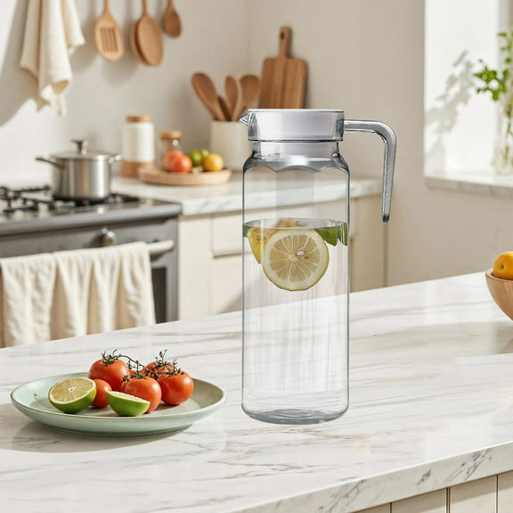 sruoe Pitchers for Beverages, Pitcher with Lid, Large Capacity Kettle, Juice Pitcher, Handle Water Pitcher for Iced Tea Coffee, Juice Jug, Dishwasher Safe Cold Water Pot, Lemonade, Plastic