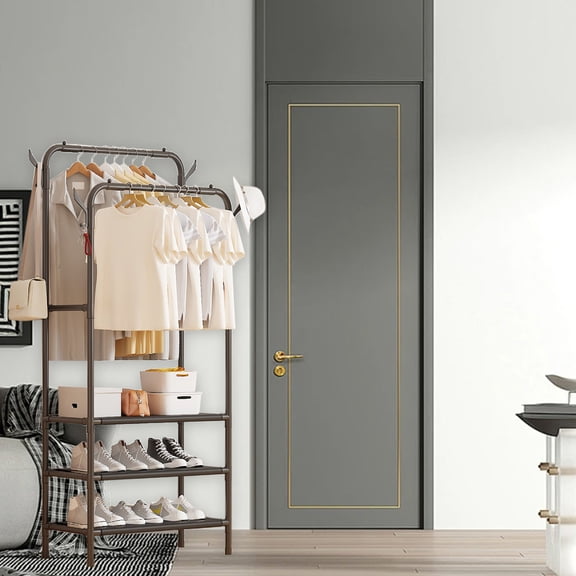 sruoe Shoe Racks Clearance, Metal Hanging Clothes Rack Cabinet Organizer for Closet Bedroom Basement Dorm Room