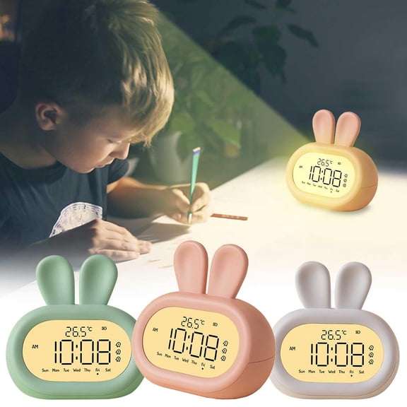 sruoe Smart Alarm Clock , Smart Alarm Clock Radio, Alarm Clocks, Digital Alarm Clock, Digital Clock with Temperature Night Light for Kid, Plastic