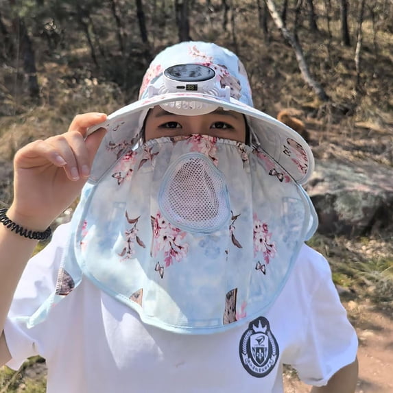 sruoe Solar Powered Fan Hat, Solar Hat with Fan, Fishing Hat, Hiking Casual Adjustable Sun Hat, Wide Solar Hat, Outdoor Sun Hats for Women Hat, Fan Sun Protection Sunshade Cap