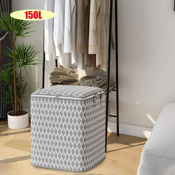 sruoe Storage Bins with Lids, Stackable Storage Bins for Clothes, Cube Storage Bin, Large Storage Bags With Zipper & Handles, Collapsible Storage Bins 50 Gallon for Clothing Blanket Beddin