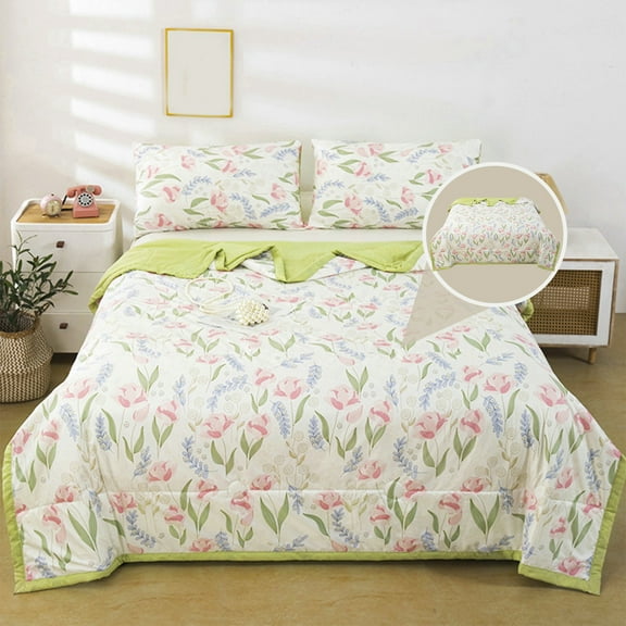 sruoe Summer Cooler Quilt, Lightweight Summer Quilt Full Queen for All Seasons, Breathable Naked Sleeping Skin-Friendly Washed Cotton Quilt, Cooler Fiber Ice Blanket, Cotton