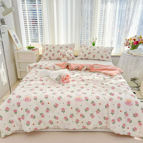 sruoe Summer Cooler Quilt, Lightweight Summer Quilt Full Queen for All Seasons, Breathable Naked Sleeping Skin-Friendly Washed Cotton Quilt, Cooler Fiber Ice Blanket, Cotton