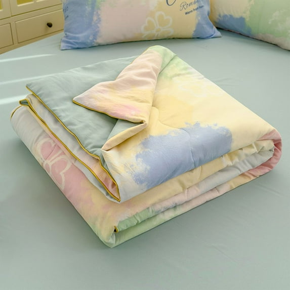 sruoe Summer Cooler Quilt, Lightweight Summer Quilt Full Queen for All Seasons, Breathable Naked Sleeping Skin-Friendly Washed Cotton Quilt, Cooler Fiber Ice Blanket, Cotton