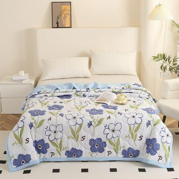 sruoe Summer Cooler Quilt, Lightweight Summer Quilt Full Queen for All Seasons, Breathable Naked Sleeping Skin-Friendly Washed Cotton Quilt, Cooler Fiber Ice Blanket, Cotton