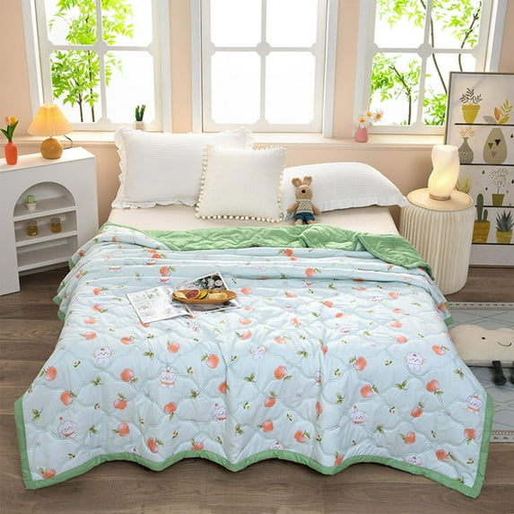 sruoe Summer Cooler Quilt, Lightweight Summer Quilt Full Queen for All Seasons, Breathable Naked Sleeping Skin-Friendly Washed Cotton Quilt, Cooler Fiber Ice Blanket, Cotton