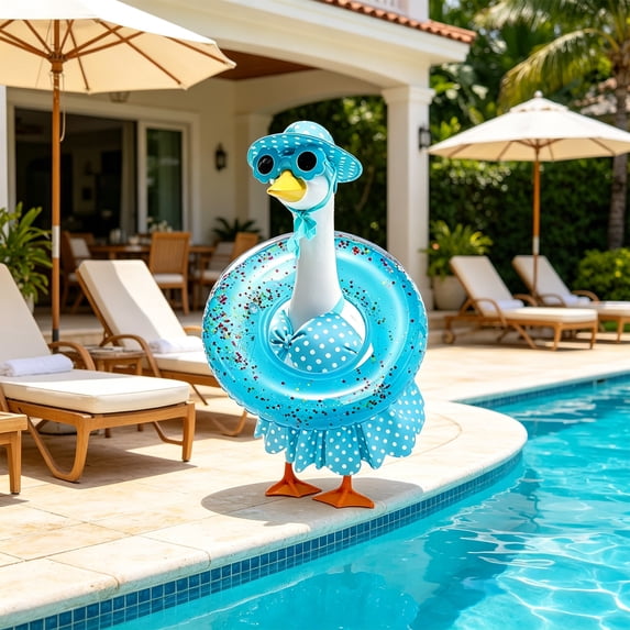 sruoe Summer Porch Goose Outfits, Goose Outfits Sets, Outdoor Goose Outfits, Lawn Goose Clothing, 23 Inch Geese Statue Clothes for Yard Patio Lawns Decoration, Set of 5