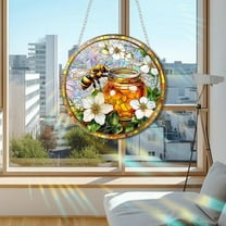 sruoe Sun Catchers Indoor Window, Stained Glass Panels, Acrylic Suncatcher, Suncatchers Outdoor Decoration, Christmas Home Garden Courtyard Window Hanging Ornament
