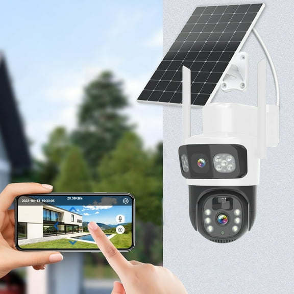 sruoe Surveillance Cameras, Surveillance Cameras Wireless, Solar Security Cameras Wireless Outdoor, 360 View Security Camera, Night Vision, Home Monitor Camera