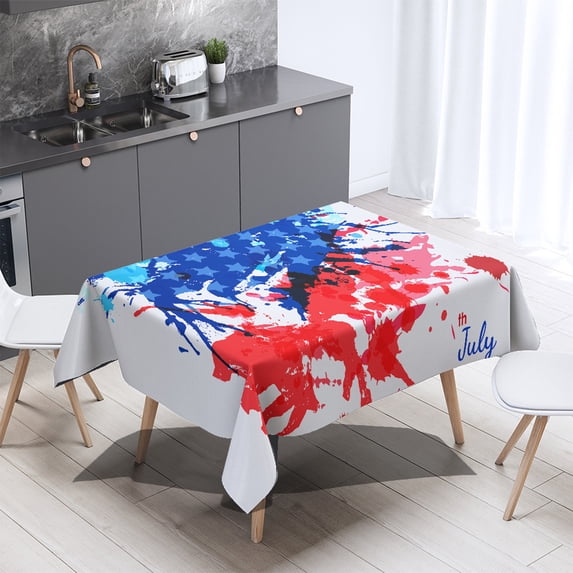 sruoe Tablecloth, 54 X 108in Independence Day Tablecloth, Waterproof Machine Washable Foldable Red Rectangle Tablecloths, Table Cloth for Dining, Home, Party Decor, Nylon Spandex