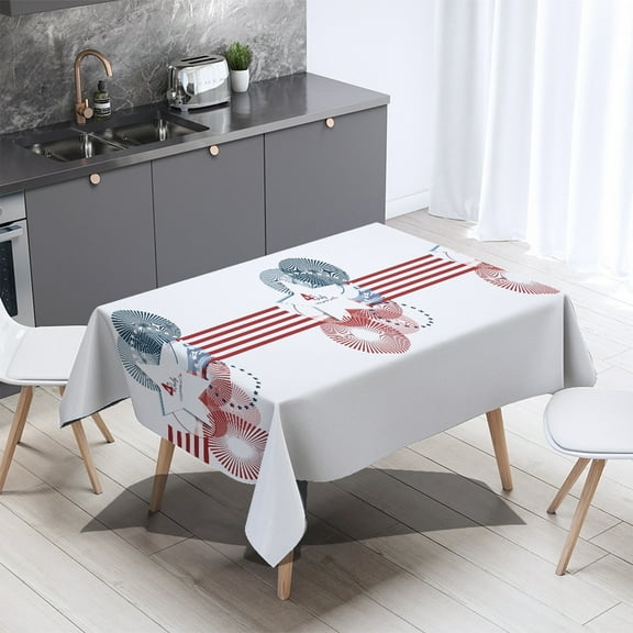 sruoe Tablecloth, 54 X 108in Independence Day Tablecloth, Waterproof Machine Washable Foldable White Rectangle Tablecloths, Table Cloth for Dining, Home, Party Decor, Nylon Spandex