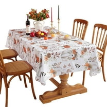 sruoe Tablecloth, 54 X 108in Thanksgiving Tablecloth, Waterproof Machine Washable Foldable White Rectangle Tablecloths, Table Cloth for Dining, Home, Party Decor, Polyester