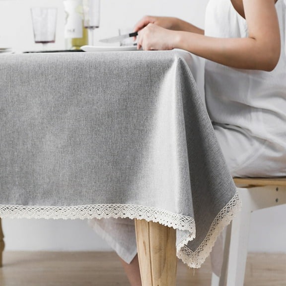 sruoe Tablecloth, 55x55 Inch Rectangle Tablecloths, Washable Foldable Modern Gray Tablecloths, Table Cloth for Dining, Home, Party, Picnic, Cotton Linen