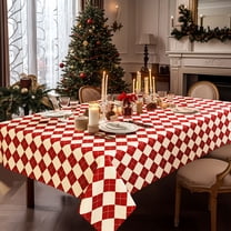 sruoe Tablecloth, Christmas Tablecloth, Machine Washable Foldable Red Rectangle Tablecloths, Table Cloth for Dining, Home, Party Decor, Cloth