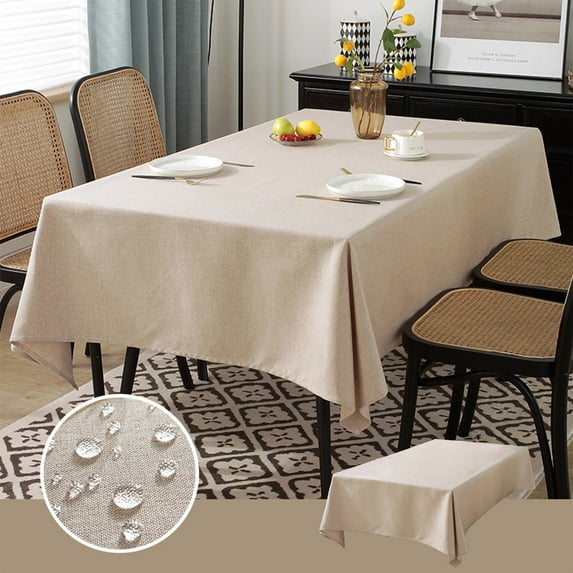 sruoe Tablecloth, Rectangle Tablecloths, Waterproof Oilproof Washable Foldable Modern Beige Tablecloths, Table Cloth for Dining, Home, Party, Picnic, Nylon Spandex