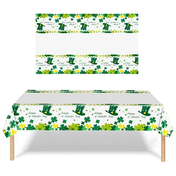 sruoe Tablecloth, St Patricks Day Tablecloth, Waterproof Machine Washable Foldable Green Rectangle Tablecloths, Table Cloth for Dining, Home, Party Decor, Plastic
