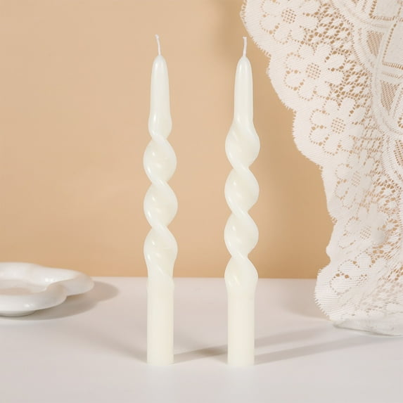 sruoe Taper Candles, Unscent Candles, Tabletop Candles Decoration, Taper Candle Holders Candles, Long Spiral Premium Wax Candles, Candlelight Dinner Candles for Home, Birthday Party, White Candles