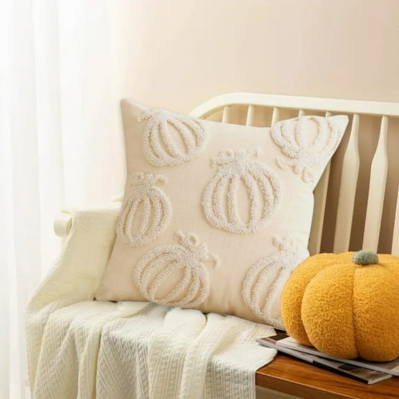 sruoe Throw Pillow Covers, Halloween Decor, Halloween Thanksgiving Pumpkin Pillowcase, Cute Ghost Spooky Halloween Pillow Covers, Corduroy Pillow Covers for Sofa, Living Room, Holiday Decor