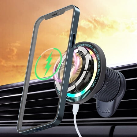 sruoe Wireless Car Charger Mount Phone Mount 15W Fast Charging Auto Clamping Phone Holder Auto Clamping for iPhone, Samsung, All Smartphones