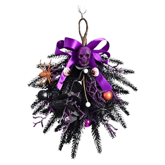 sruoe Wreaths for Front Door Clearance Pumpkin Maple Leaf Wreath for Indoor, Outdoor, Party, Fall Harvest, Halloween, Thanksgiving Decoration