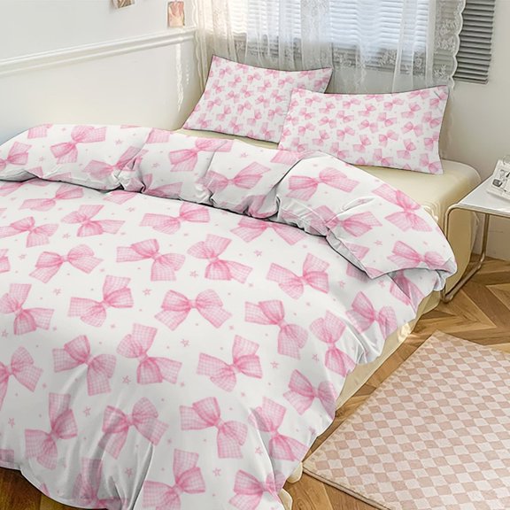 ss Cute Bow Bedding Set Couple Bedclothes Pillowcase Customized Home Textiles Bed Set for Bedroom Decoration