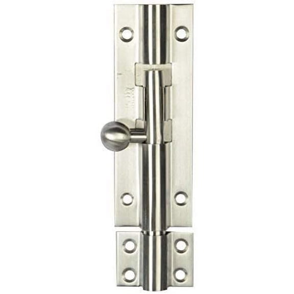 SSISKCON Stainless Steel Spherical Barrel Bolt, Satin, 4"x10mm, 1-Pack