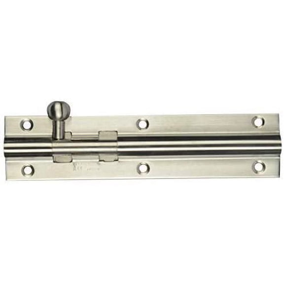 ssiskcon 10mm x 6" Inch Barrel Bolt Stainless Steel Long Door Surface Dutch Slide Lock Interior Sliding Latch (With Screws) Satin Ball Knob Heavy 32D(630) Round Section Defender Security(Pack Of 1)