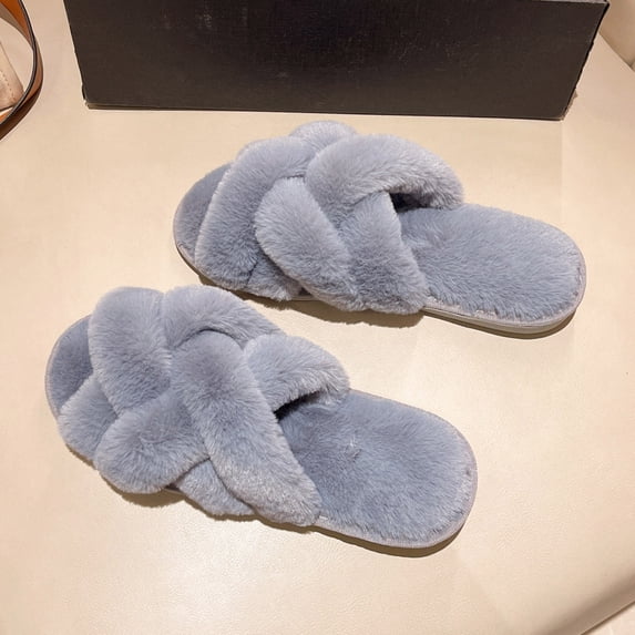 ssuyfkrb Slippers for Women,House Slippers for Women,Slippers for Women Indoor,Open Toe,Cozy,Non-slip,Gray,36